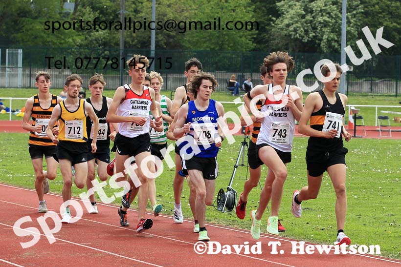 Men and Boys 1500 metres, 2022 North Eastern Track and Field Champs., Middlesbrough. David T. Hewitson/Sports for All Pics